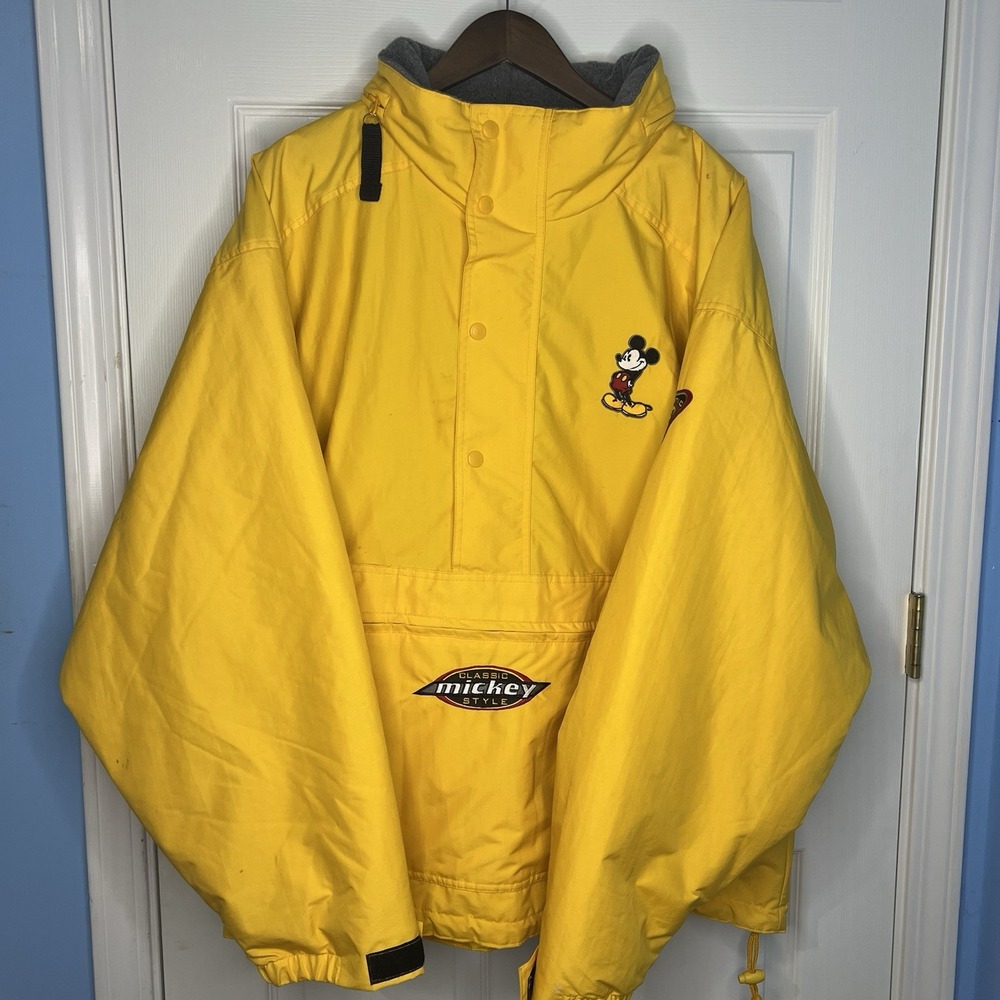 Vintage 1990s Mickey Mouse Yellow Anorak Pullover Disney 1/4 Zip Size 2X